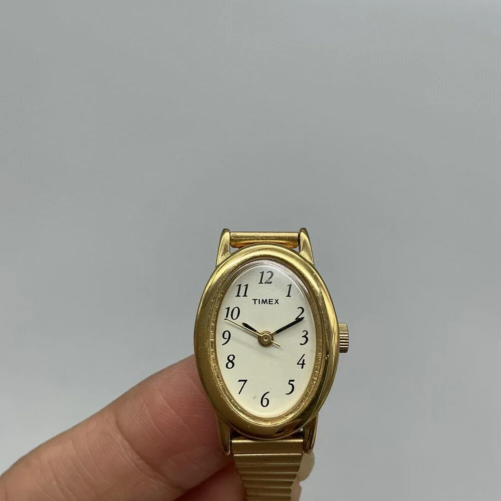 Timex Cavatina T21872 Womens Watch 18mm Gold Tone Oval Dial Stretch New Battery